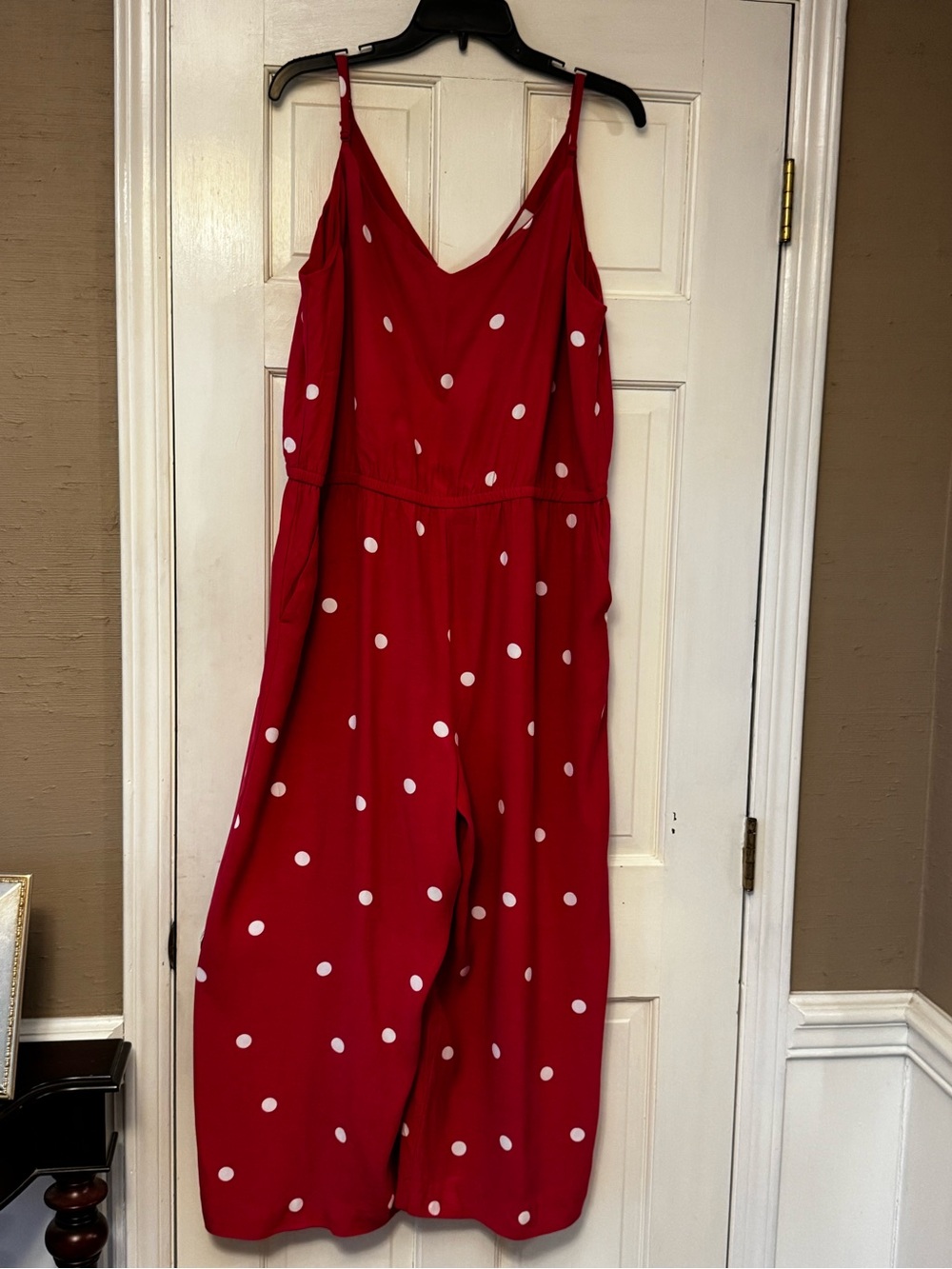 LOFT Red Polka Dot Spaghetti-Strap Jumpsuit